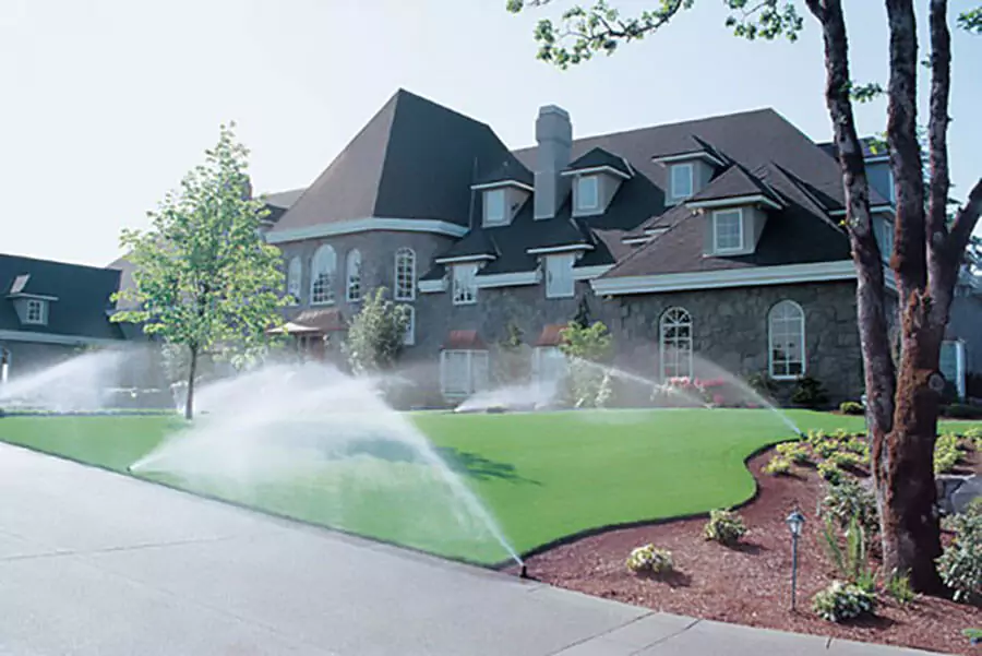 Sprinkler Spraying lawn