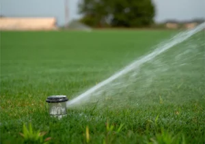 Sprinkler System Blasting Water