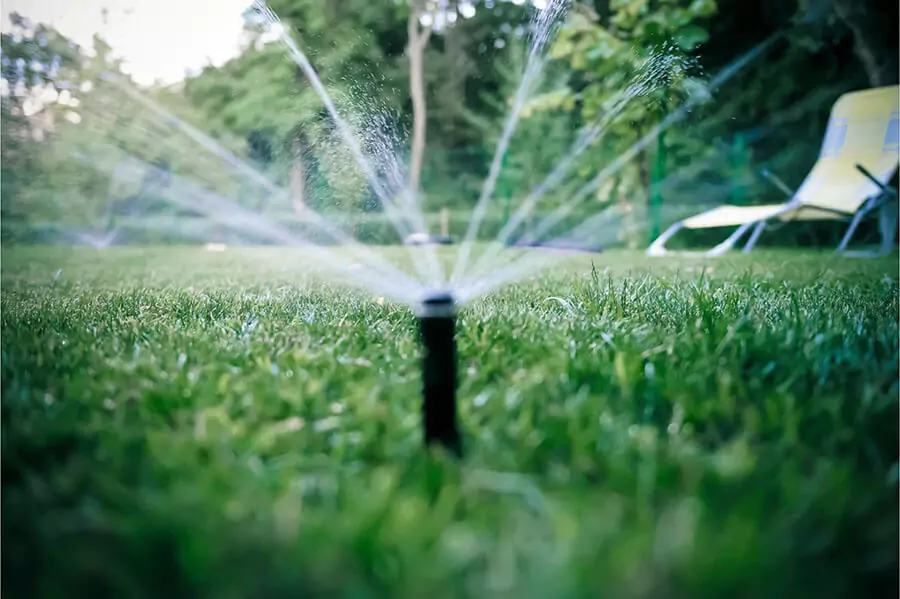grass sprinkler spraying water